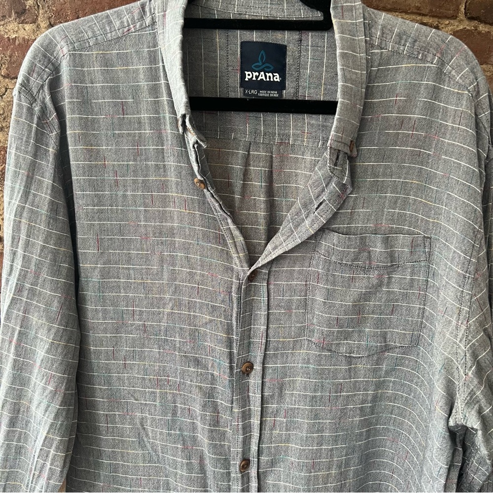 Prana Men's Casual Gray Button Down Shirt